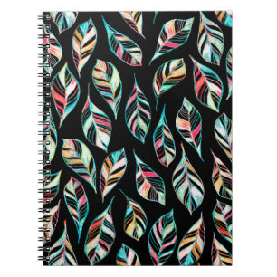 Seamless pattern of leaves. Hand drawing colored p Notebook