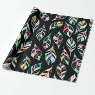 Seamless pattern of leaves. Hand drawing colored p Wrapping Paper