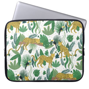 seamless pattern of leopards in jungle. Summer tro Laptop Sleeve