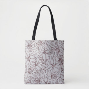 Seamless pattern of lilies flowers vintage. Hand d Tote Bag