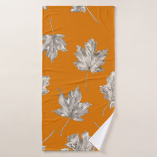 Seamless pattern of maples on the ginger backround bath towel