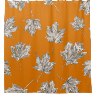 Seamless pattern of maples on the ginger backround shower curtain