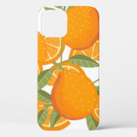 Seamless pattern of orange citrus yellow fruit who