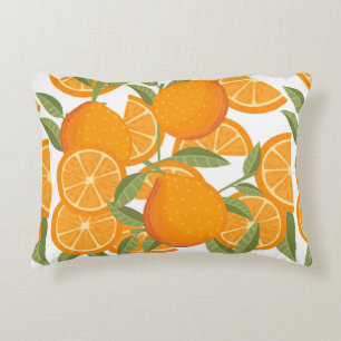 Seamless pattern of orange citrus yellow fruit who decorative cushion