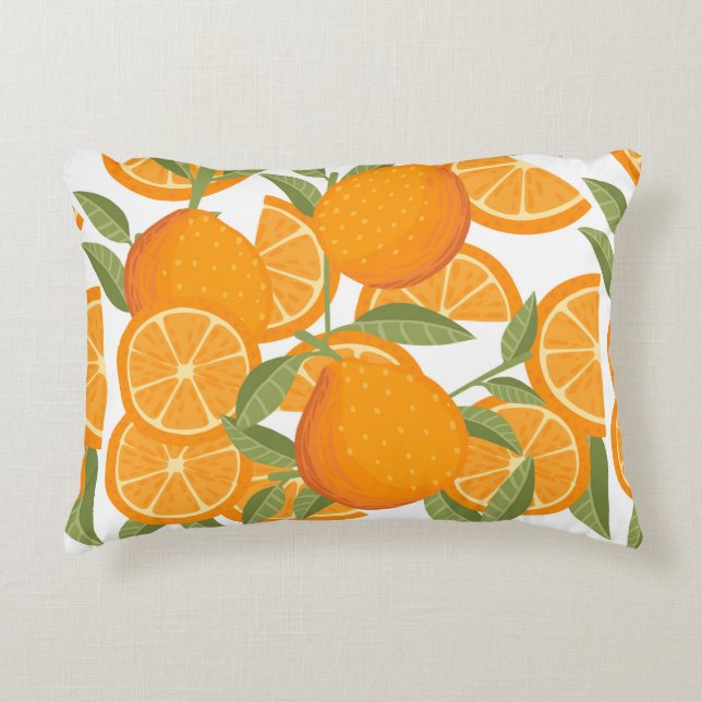 Seamless pattern of orange citrus yellow fruit who decorative cushion (Front)