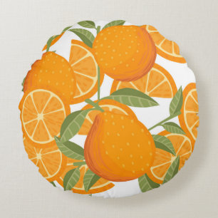 Seamless pattern of orange citrus yellow fruit who round cushion