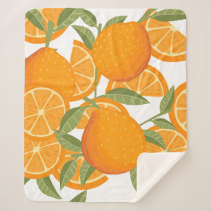 Seamless pattern of orange citrus yellow fruit who sherpa blanket