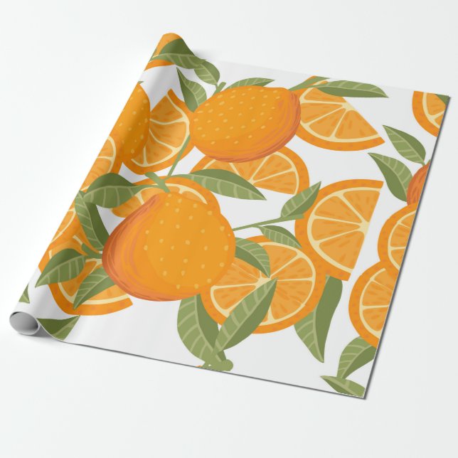 Seamless pattern of orange citrus yellow fruit who wrapping paper (Unrolled)