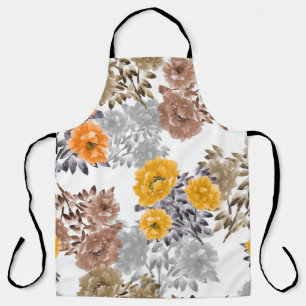 Seamless pattern of orange, yellow, beige flowers apron