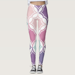 Seamless pattern of pastel colored geometric shape leggings