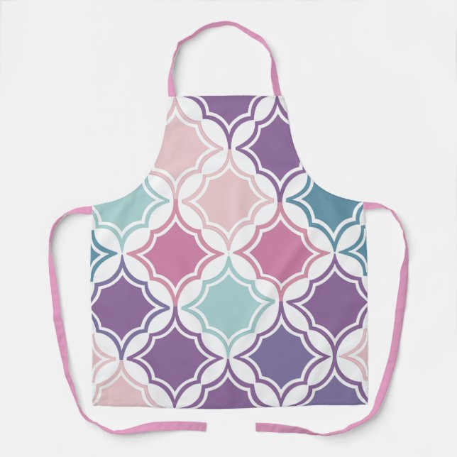 Seamless pattern of pastel coloured geometric shap apron (Front)