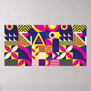 Seamless Pattern of Pop and Colorful Abstract Geom Poster