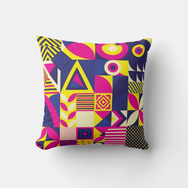 Seamless Pattern of Pop and Colourful Abstract Geo Cushion (Front)