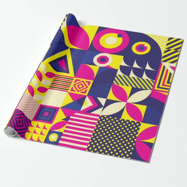 Seamless Pattern of Pop and Colourful Abstract Geo Wrapping Paper (Unrolled)