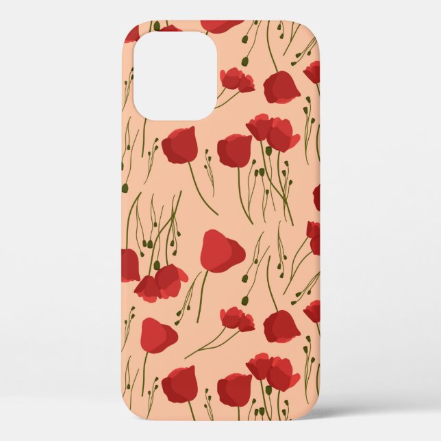 Seamless pattern of poppy on a beige backgroundabs Case-Mate iPhone case (Back)