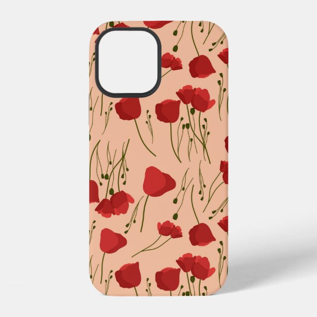 Seamless pattern of poppy on a beige backgroundabs iPhone case (Back)