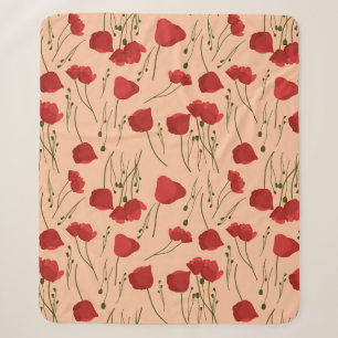 Seamless pattern of poppy on a beige backgroundabs sherpa blanket