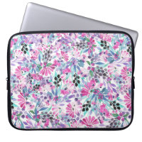 Seamless pattern of purple flowers and berries,blu
