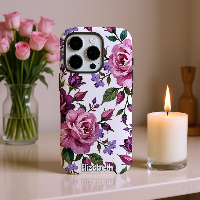Seamless Pattern of Purple Roses Case-Mate iPhone Case (Creator Uploaded)