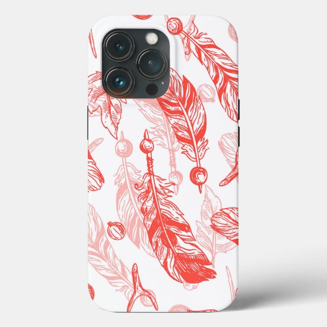 Seamless Pattern of Red Feathers  Case-Mate iPhone Case (Back)