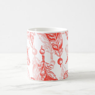 Seamless Pattern of Red Feathers Coffee Mug