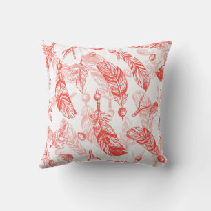 Seamless Pattern of Red Feathers  Cushion