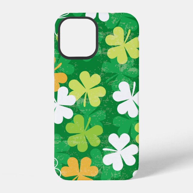 Seamless pattern of scattered clovers and shamrock iPhone case (Back)