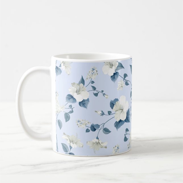 Seamless pattern of siringa and hibiscus flowers p coffee mug (Left)
