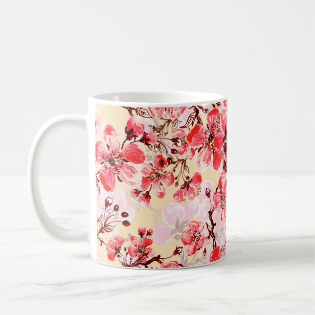 Seamless pattern of spring flowers u coffee mug (Left)