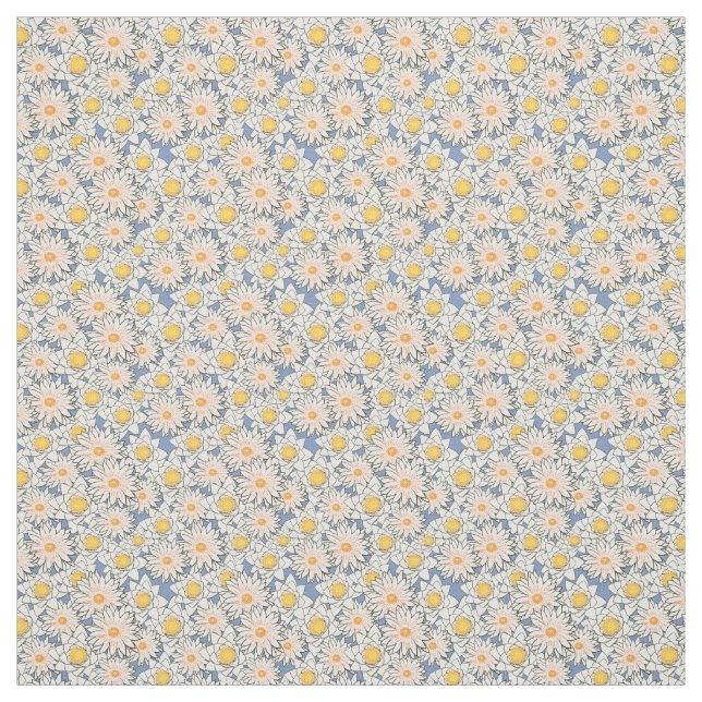 Seamless Pattern Of Summer Flowers On Grey Fabric (Swatch)