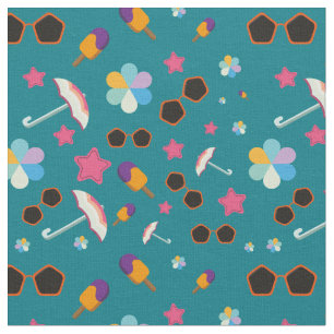 Seamless Pattern Of Sunglasses, Ice-Cream And More Fabric
