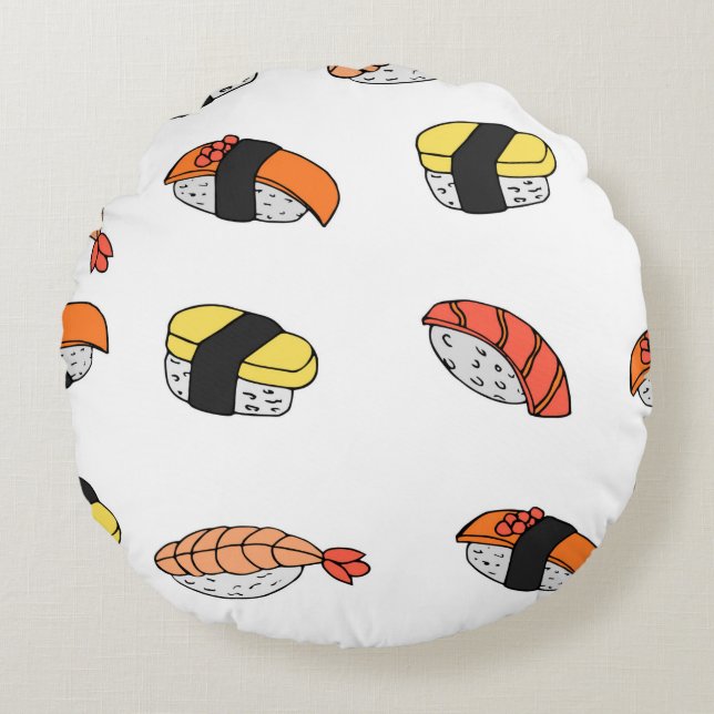 seamless pattern of Sushi Round Cushion (Front)