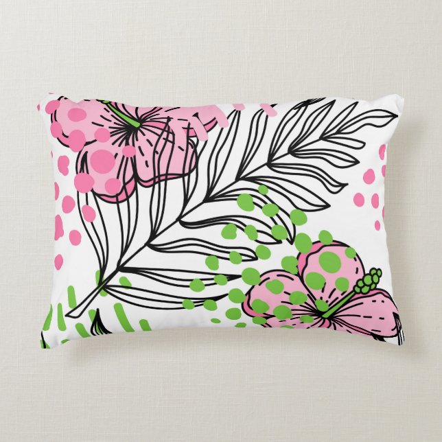 Seamless pattern of tropical elements,  hand-drawn decorative cushion (Front)