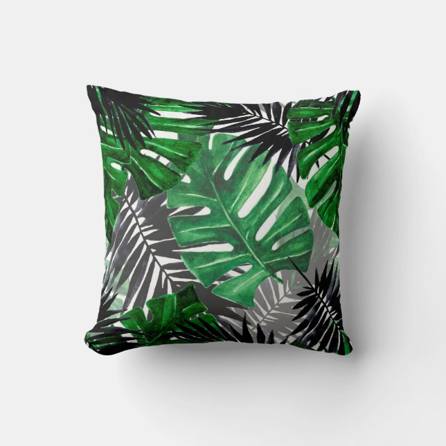 seamless pattern of tropical leaves and elements o cushion (Front)