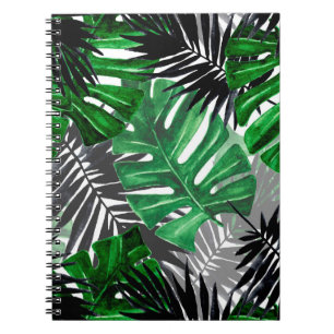 seamless pattern of tropical leaves and elements o notebook
