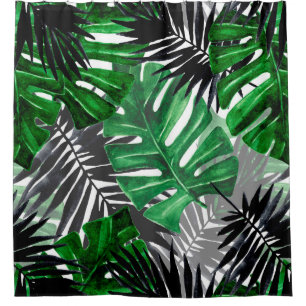 seamless pattern of tropical leaves and elements o shower curtain