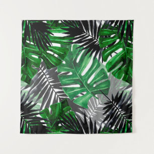 seamless pattern of tropical leaves and elements o tapestry