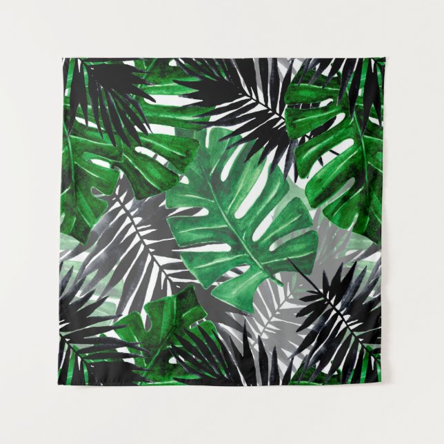 seamless pattern of tropical leaves and elements o tapestry (Front)