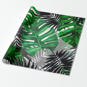 seamless pattern of tropical leaves and elements o wrapping paper
