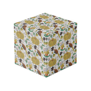 Seamless pattern of tropical pumpkins and carrots cube