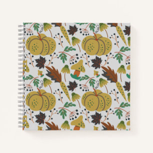 Seamless pattern of tropical pumpkins and carrots notebook