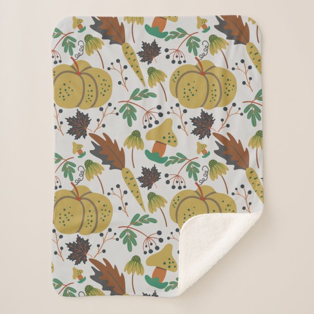 Seamless pattern of tropical pumpkins and carrots sherpa blanket (Front)