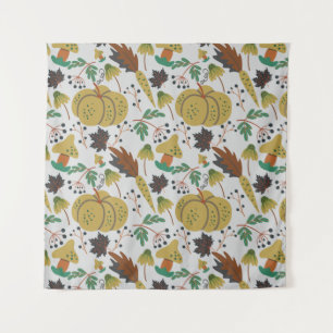 Seamless pattern of tropical pumpkins and carrots tapestry