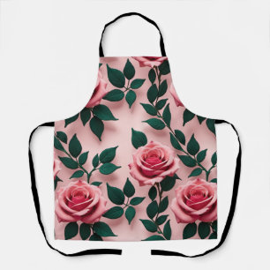 Seamless Pattern Of Vibrant Red Roses Apron