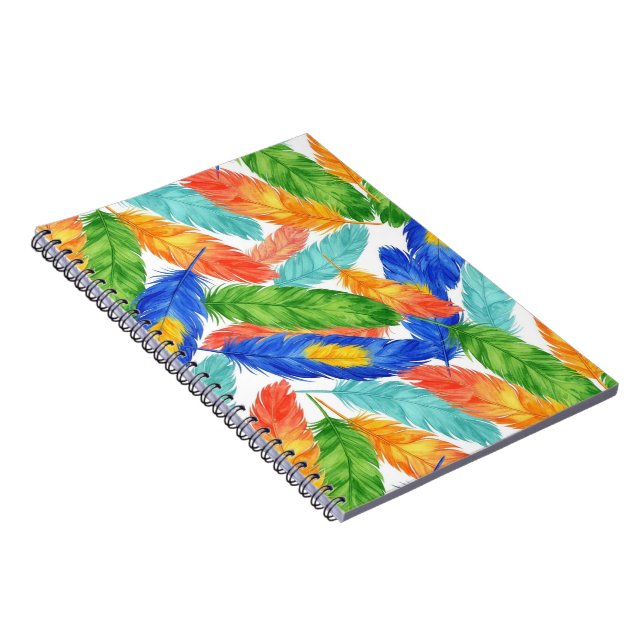 seamless pattern of watercolor feathers notebook (Right Side)