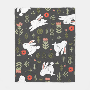 Seamless pattern on a dark background. Cute white Fleece Blanket