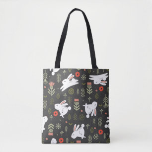 Seamless pattern on a dark background. Cute white Tote Bag