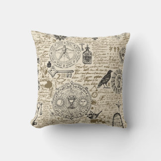  seamless pattern on a theme of alchemy in vintage cushion