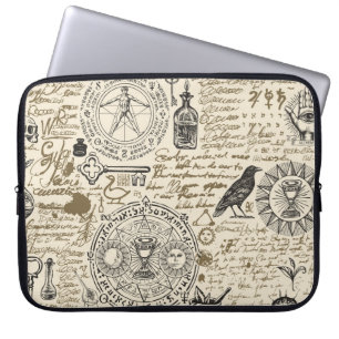 seamless pattern on a theme of alchemy in vintage laptop sleeve