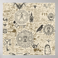 seamless pattern on a theme of alchemy in vintage